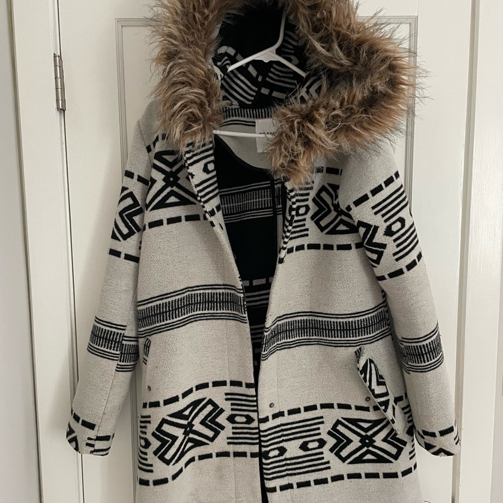 BB Dakota wool Coat with Faux Fur Hood